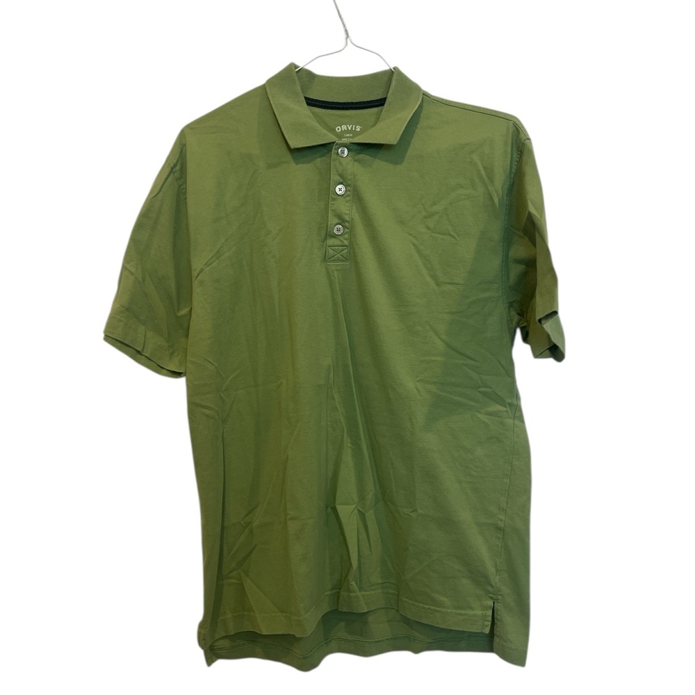 ORVIS Men’s Light Green Cotton Polo‎ Shirt Size Large Golf EUC